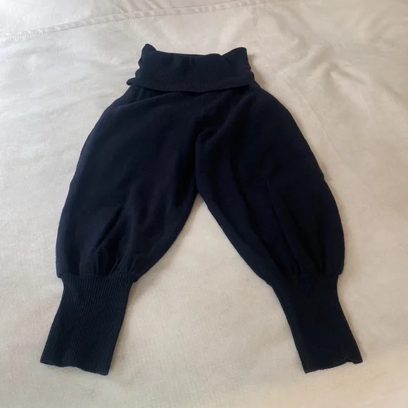 United Colors of Benetton, unique knit wool crop pants, black, 3/4 Vintage 90‘s - Picture 5 of 12